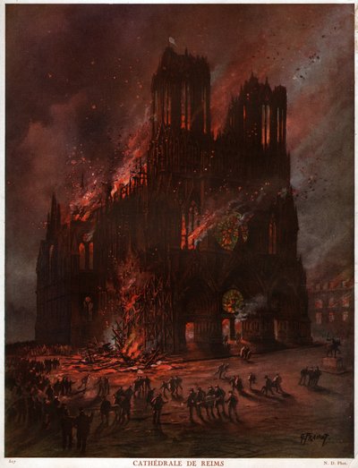 Cathedral of Reims in fire by Unknown